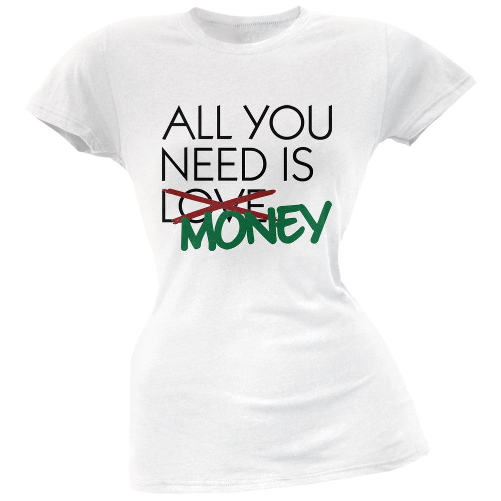 All You Need is Money, Not Love Black Soft Juniors T-Shirt Juniors T-Shirts Old Glory   