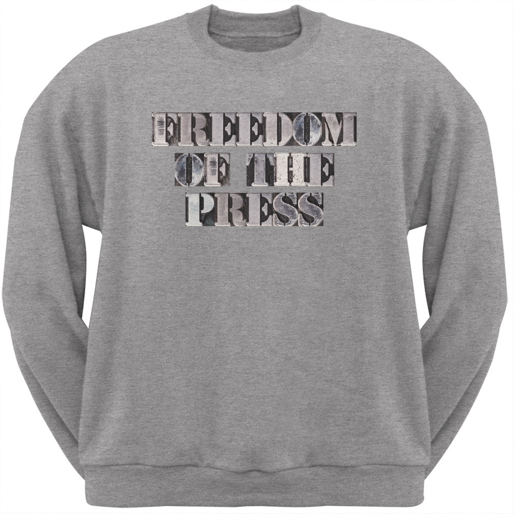 Freedom of the Press Heather Grey Adult Crewneck Sweatshirt Men's Sweatshirts Old Glory 2XL Grey 