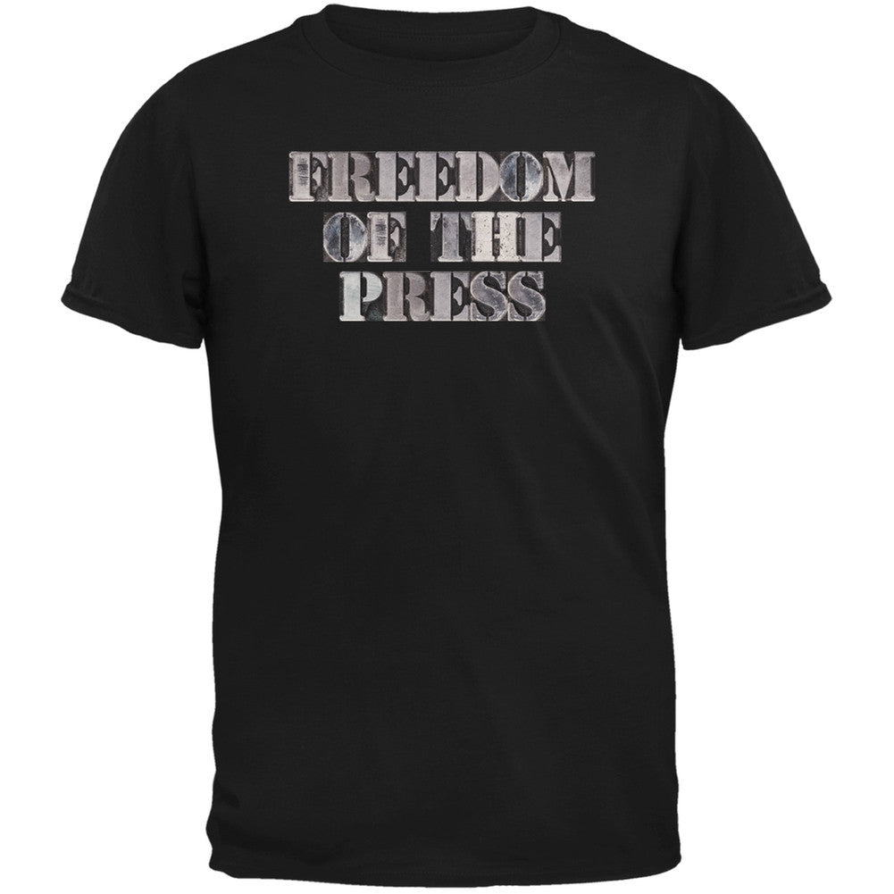 Freedom of the Press Black Adult T-Shirt Men's T-Shirts Old Glory 2XL Black 