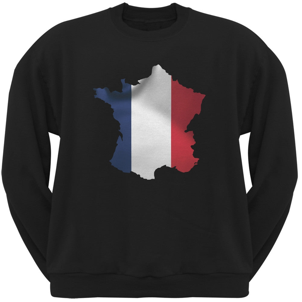 France Flag Black Adult Crewneck Sweatshirt Men's Sweatshirts Old Glory 2XL Black 