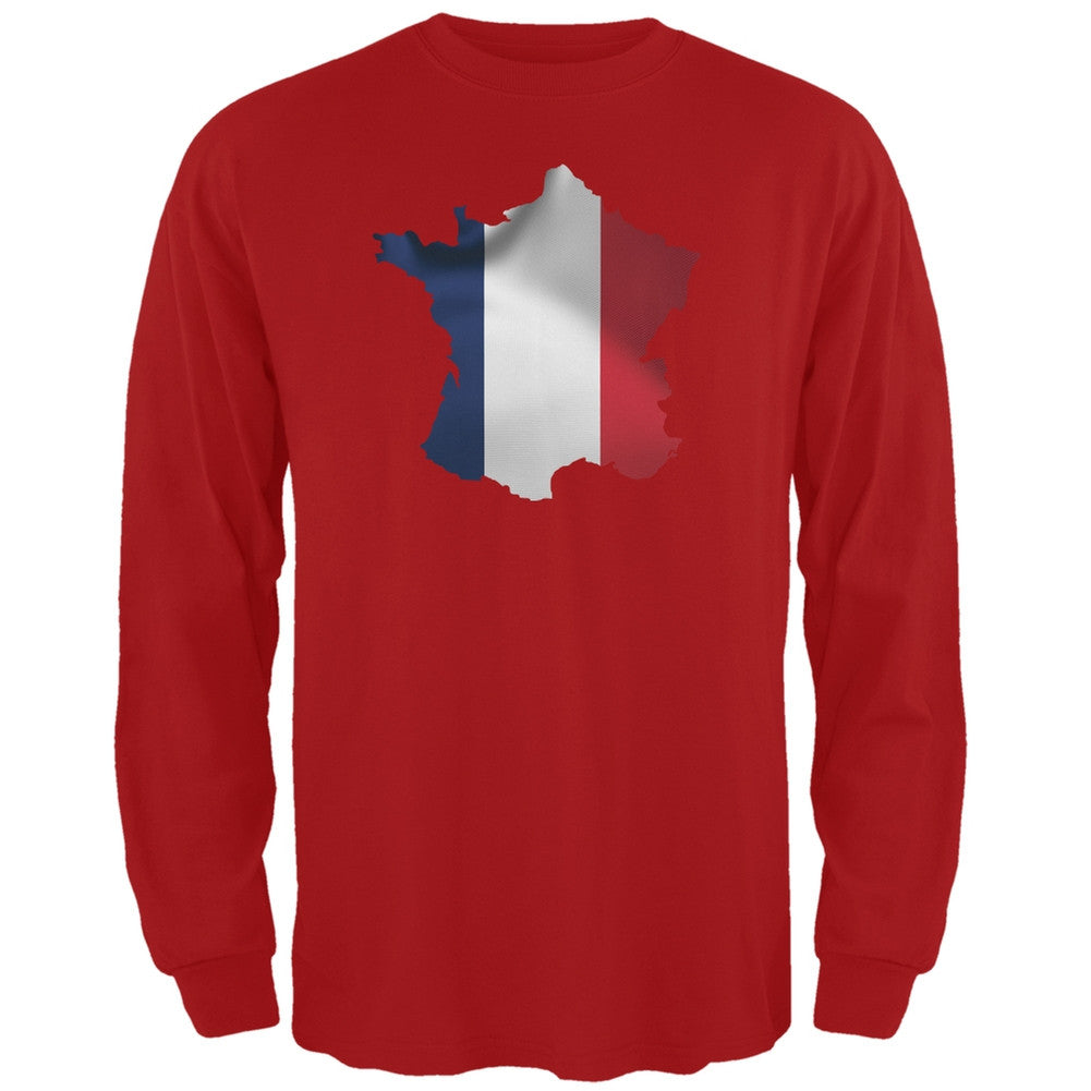 France Flag Red Adult Long Sleeve T-Shirt Men's Long Sleeves Old Glory 2XL Red 