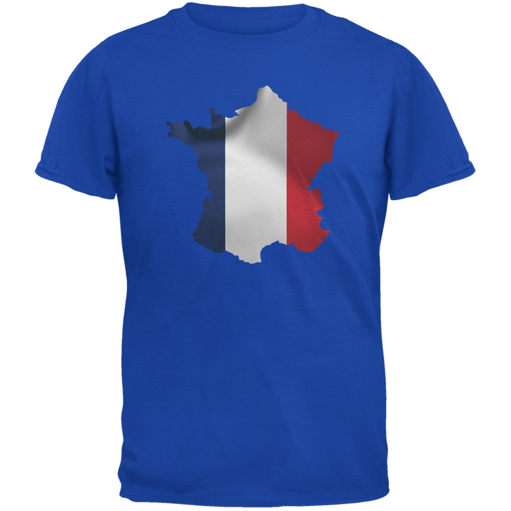 France Flag Blue Adult T-Shirt Men's T-Shirts Old Glory 2XL Blue 