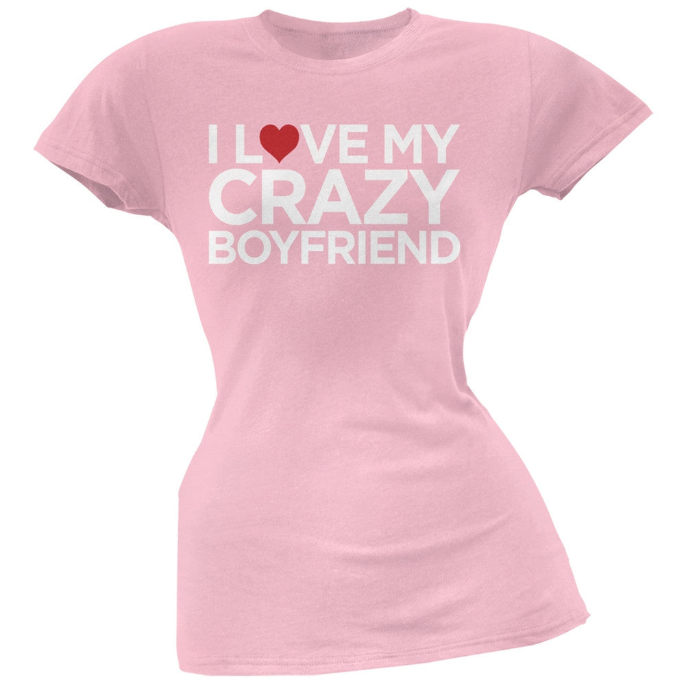 I Love My Crazy Boyfriend Black Soft Juniors T-Shirt Juniors T-Shirts Old Glory   