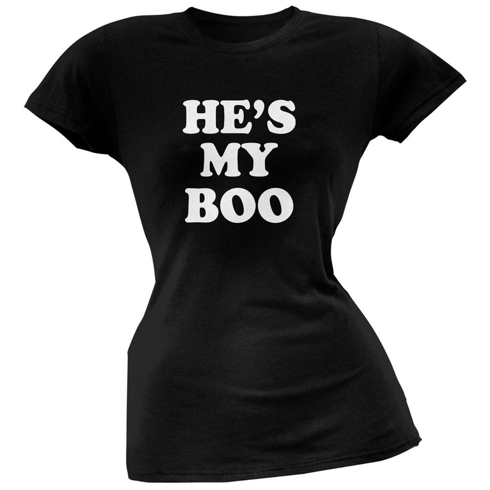 He's My Boo Black Soft Juniors T-Shirt Juniors T-Shirts Old Glory 2XL Black 