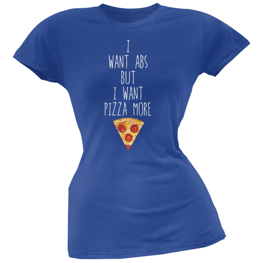 I Want Abs But I Want Pizza More Blue Soft Juniors T-Shirt Juniors T-Shirts Old Glory 2XL Blue 