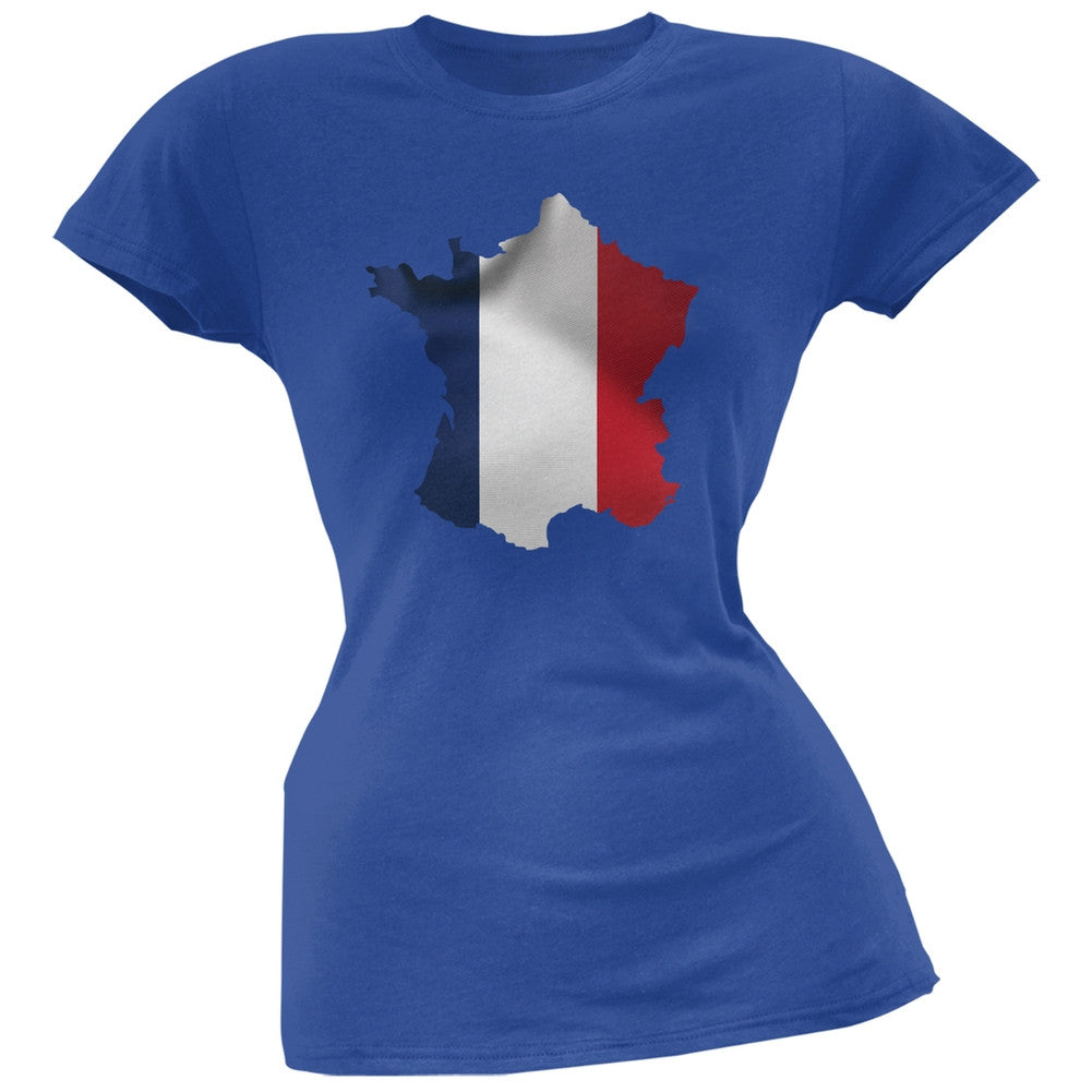 France Flag Blue Soft Juniors T-Shirt Juniors T-Shirts Old Glory 2XL Blue 