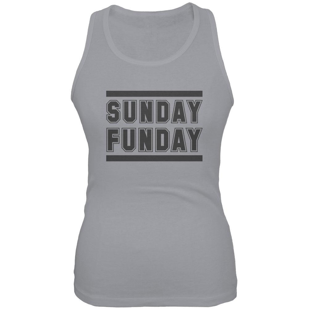 Sunday Funday Heather Grey Soft Juniors Tank Top Juniors Tank Tops Old Glory 2XL Grey 