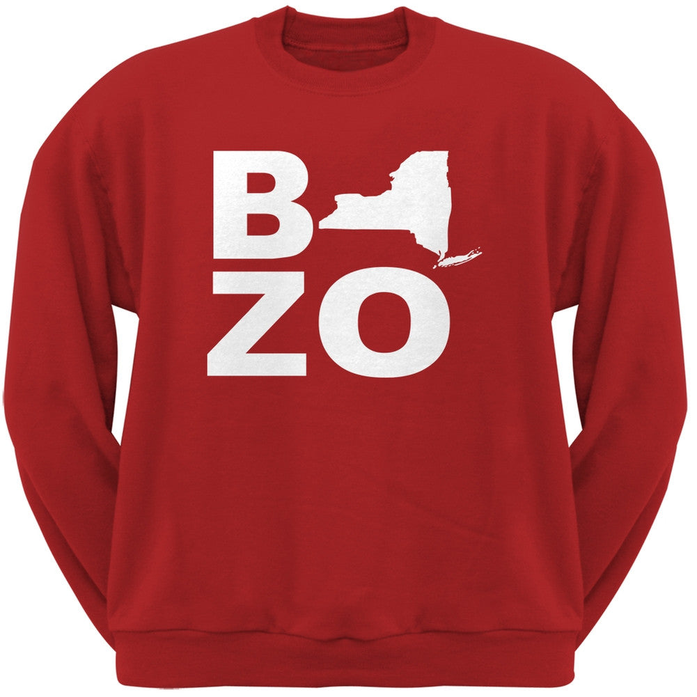 New York Bozo Stacked Red Adult Crewneck Sweatshirt Men's Sweatshirts Old Glory 2XL Red 