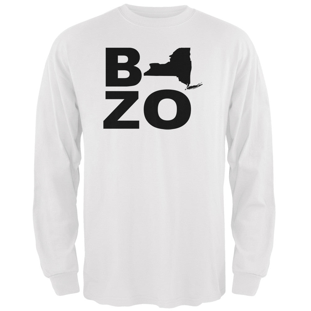 New York Bozo Stacked White Adult Long Sleeve T-Shirt Men's Long Sleeves Old Glory 2XL White 