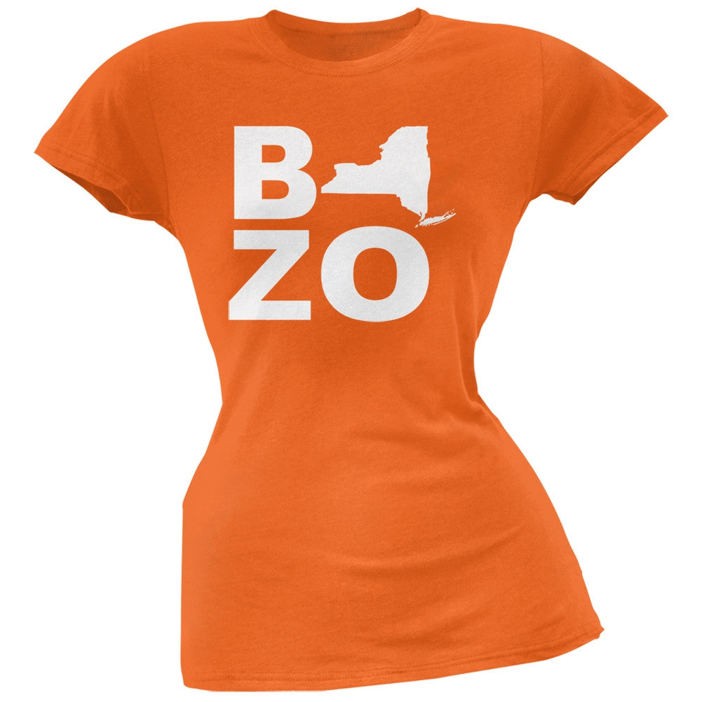 New York Bozo Stacked Orange Soft Juniors T-Shirt Juniors T-Shirts Old Glory 2XL Orange 