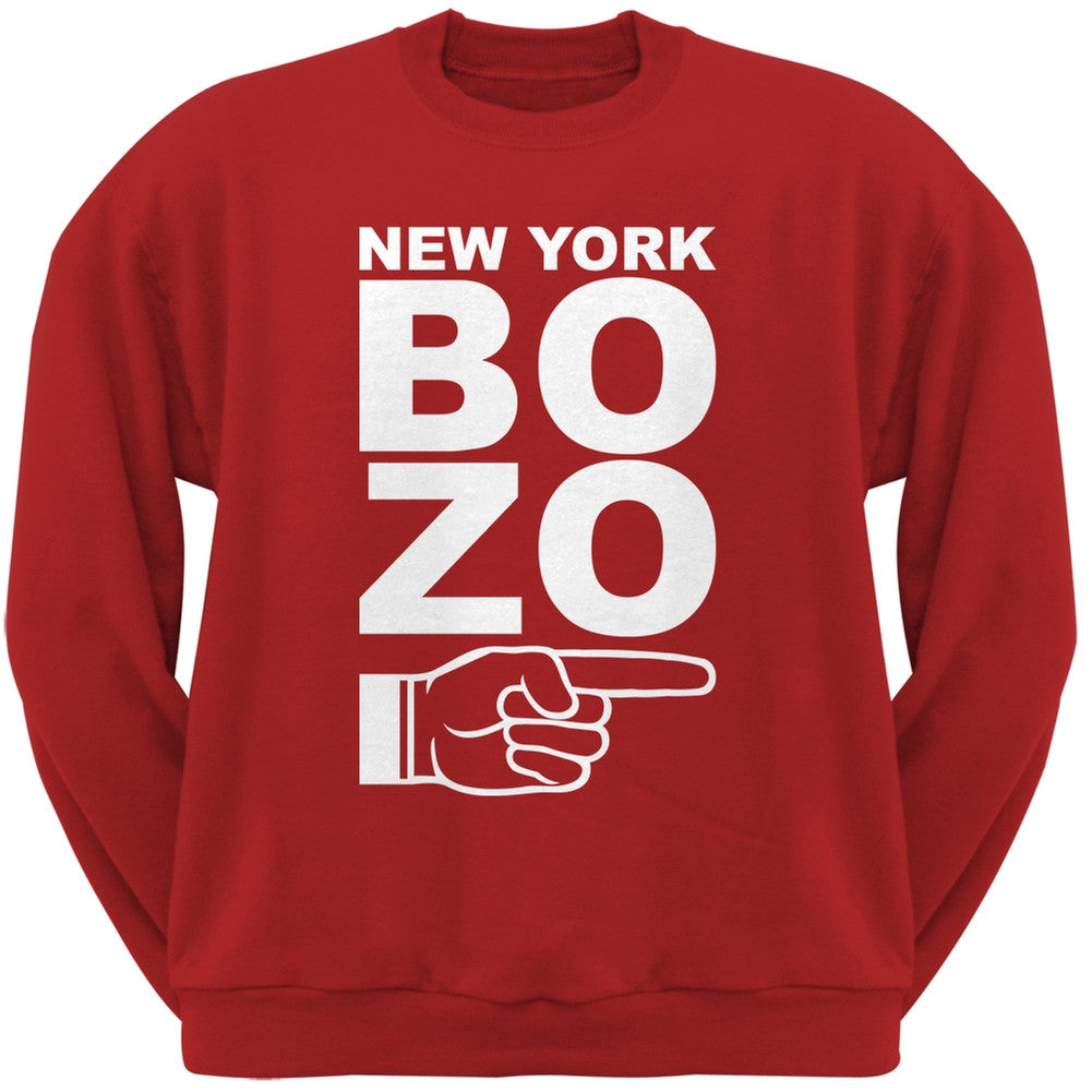 New York Bozo Pointing Right Red Adult Crewneck Sweatshirt Men's Sweatshirts Old Glory 2XL Red 