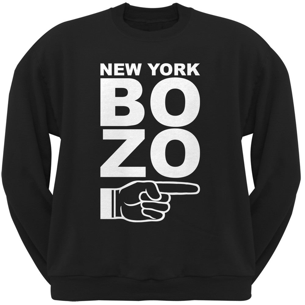 New York Bozo Pointing Right Black Adult Crewneck Sweatshirt Men's Sweatshirts Old Glory 2XL Black 