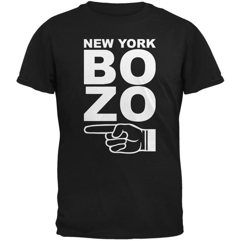 New York Bozo Pointing Left Black Adult T-Shirt Men's T-Shirts Old Glory 2XL Black 