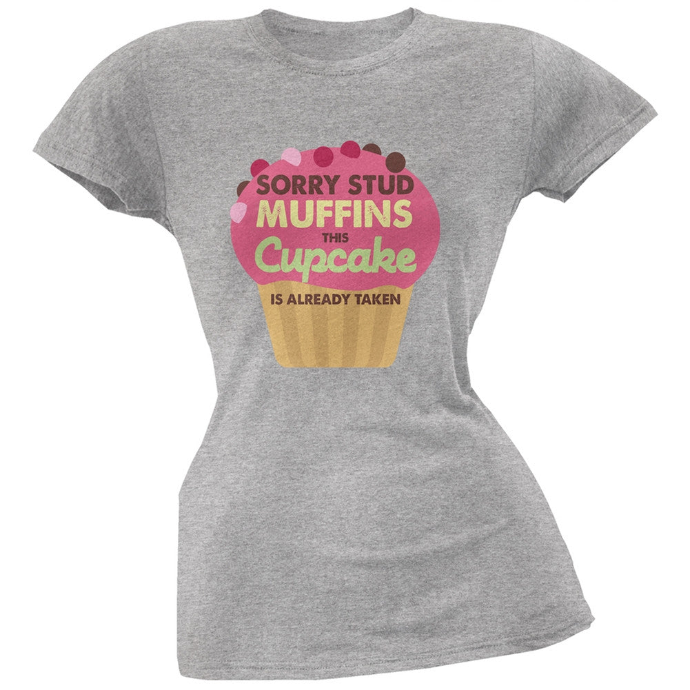 Valentine's Day Sorry Stud Muffin Heather Grey Soft Juniors T-Shirt Juniors T-Shirts Old Glory 2XL Grey 