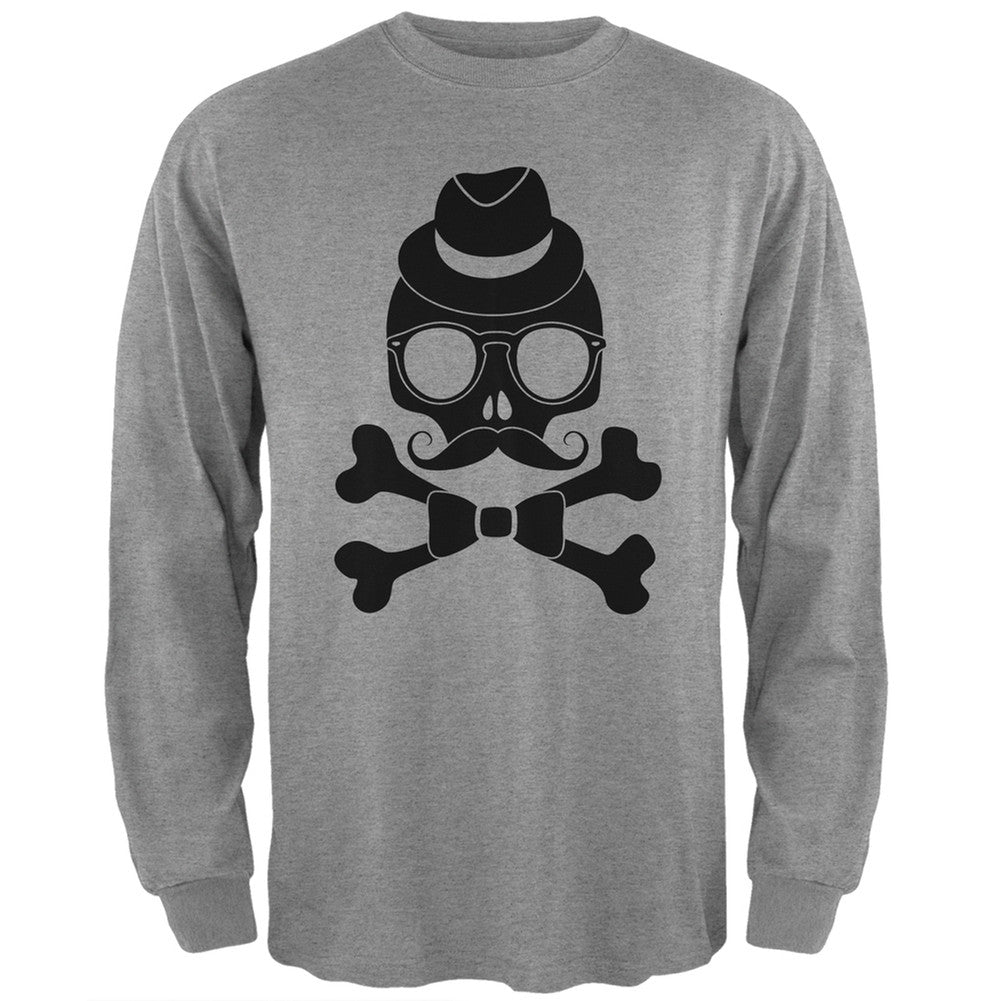 Hipster Skull And Crossbones Black Adult Long Sleeve T-Shirt Men's Long Sleeves Old Glory   