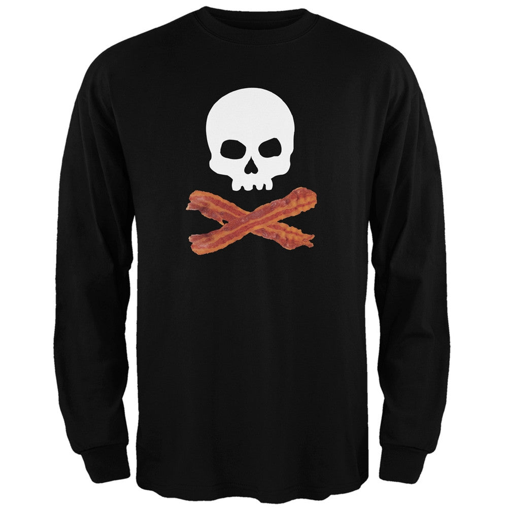 Bacon Skull And Crossbones Black Adult Long Sleeve T-Shirt Men's Long Sleeves Old Glory 2XL Black 