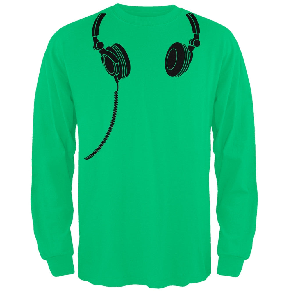 Headphones Green Adult Long Sleeve T-Shirt Men's Long Sleeves Old Glory   