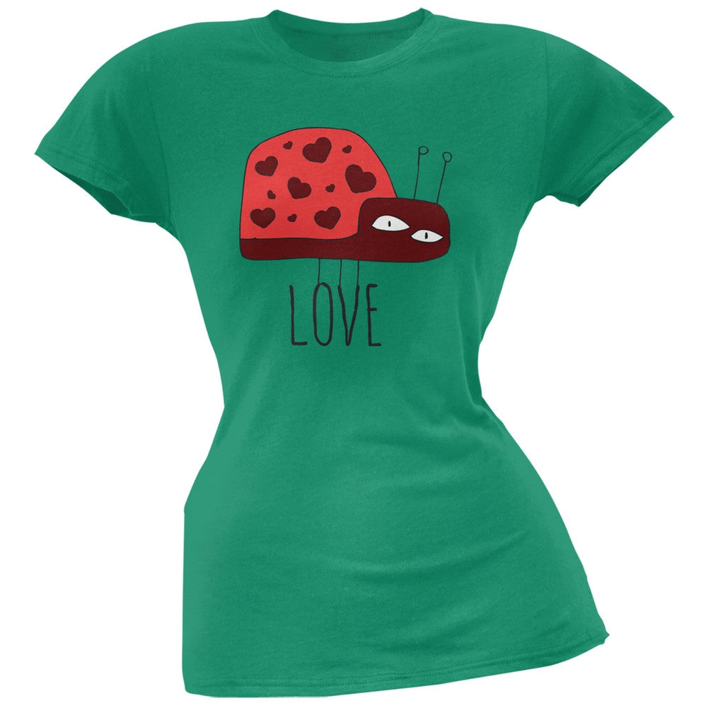 Couples Love Bug Left Green Soft Juniors T-Shirt Juniors T-Shirts Old Glory 2XL Green 