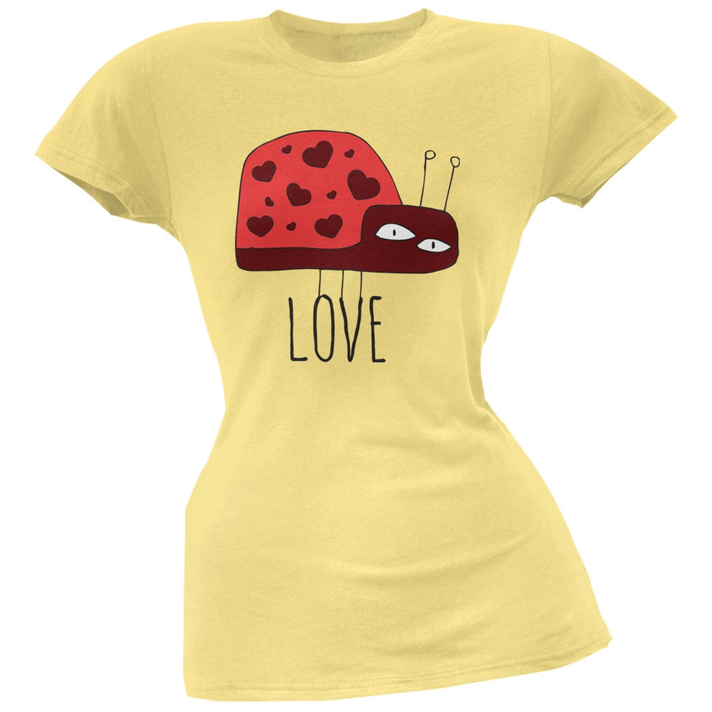 Couples Love Bug Left Yellow Soft Juniors T-Shirt Juniors T-Shirts Old Glory LG Yellow 