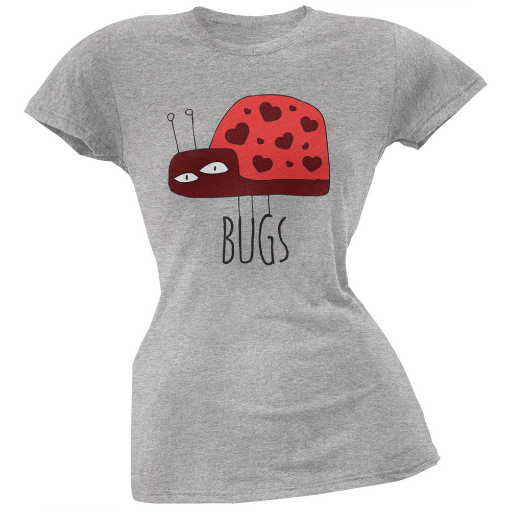 Couples Love Bug Right Grey Soft Juniors T-Shirt Juniors T-Shirts Old Glory 2XL Grey 