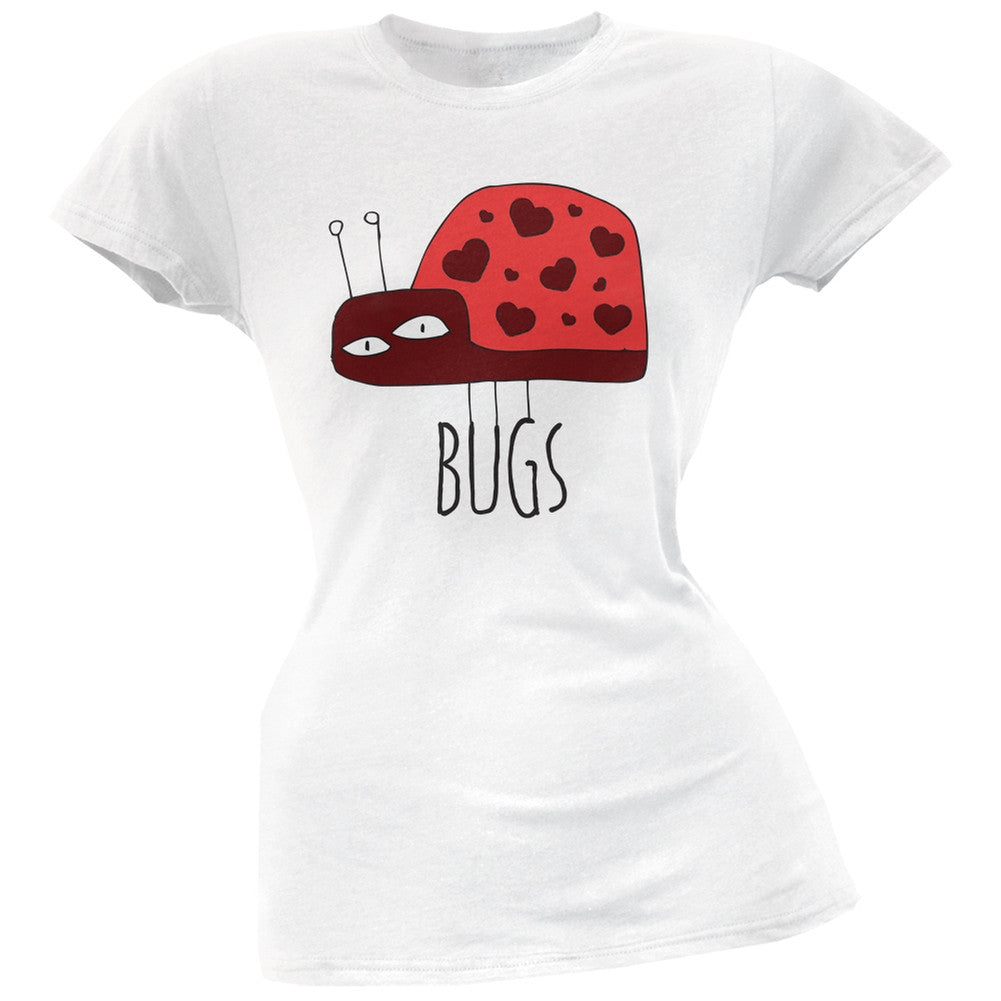 Couples Love Bug Right White Soft Juniors T-Shirt Juniors T-Shirts Old Glory 2XL White 