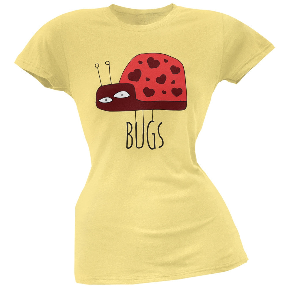 Couples Love Bug Right Yellow Soft Juniors T-Shirt Juniors T-Shirts Old Glory LG Yellow 