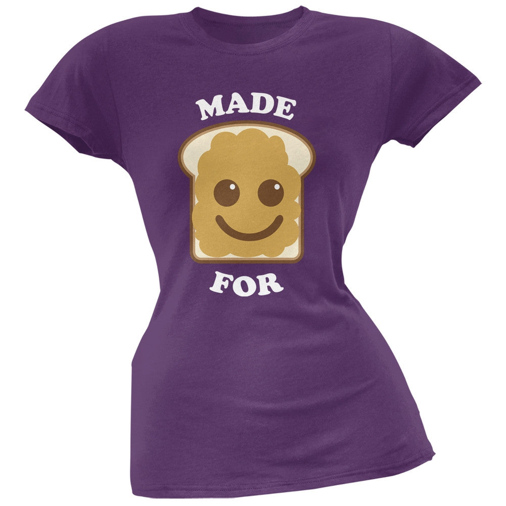 Couples Peanut Butter Sandwich Purple Soft Juniors T-Shirt Juniors T-Shirts Old Glory 2XL Purple 