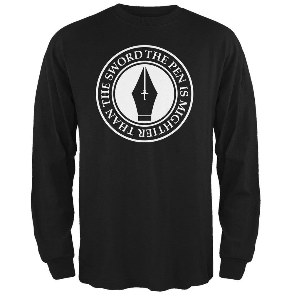 The Pen is Mightier than the Sword Black Adult Long Sleeve T-Shirt Men's Long Sleeves Old Glory 2XL Black 