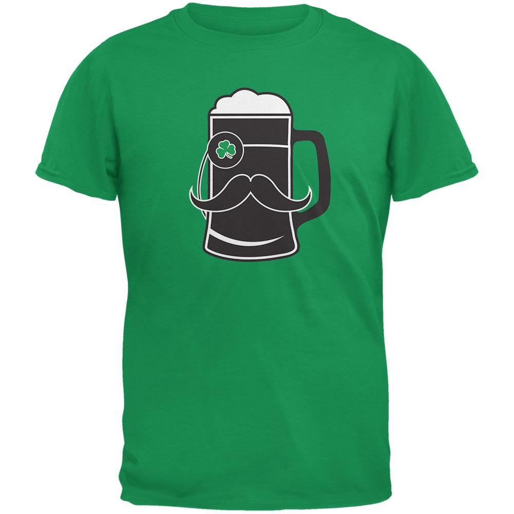 Beer Mug-stache Green Adult T-Shirt Men's T-Shirts Old Glory SM Green 