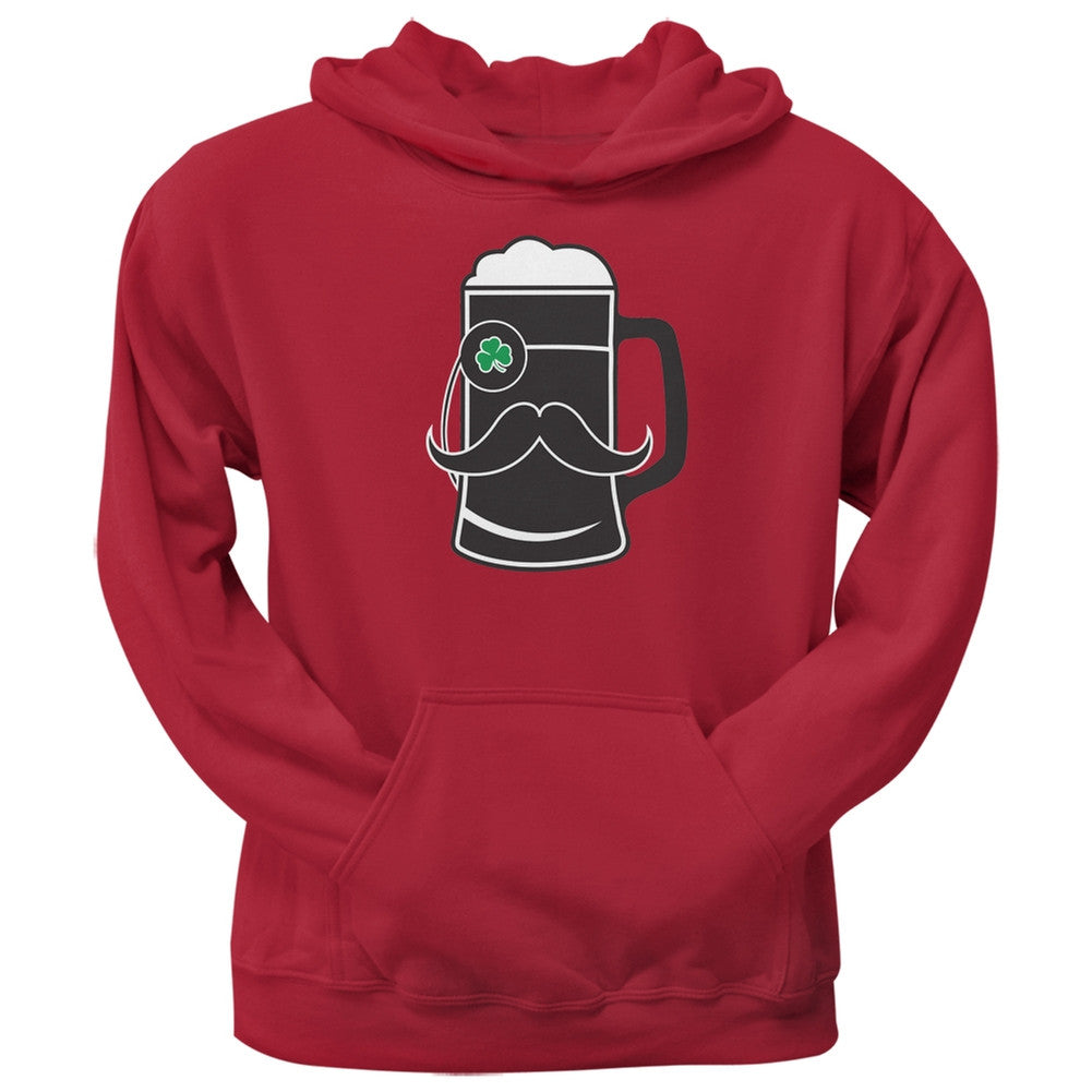 Beer Mug-stache Red Adult Pullover Hoodie Men's Hoodies Old Glory SM Red 