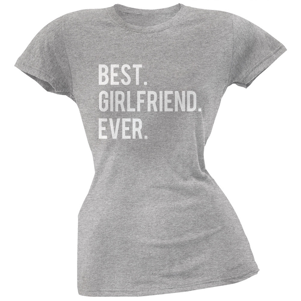 Valentine's Day Best Girlfriend Ever Heather Grey Soft Juniors T-Shirt Juniors T-Shirts Old Glory 2XL Grey 