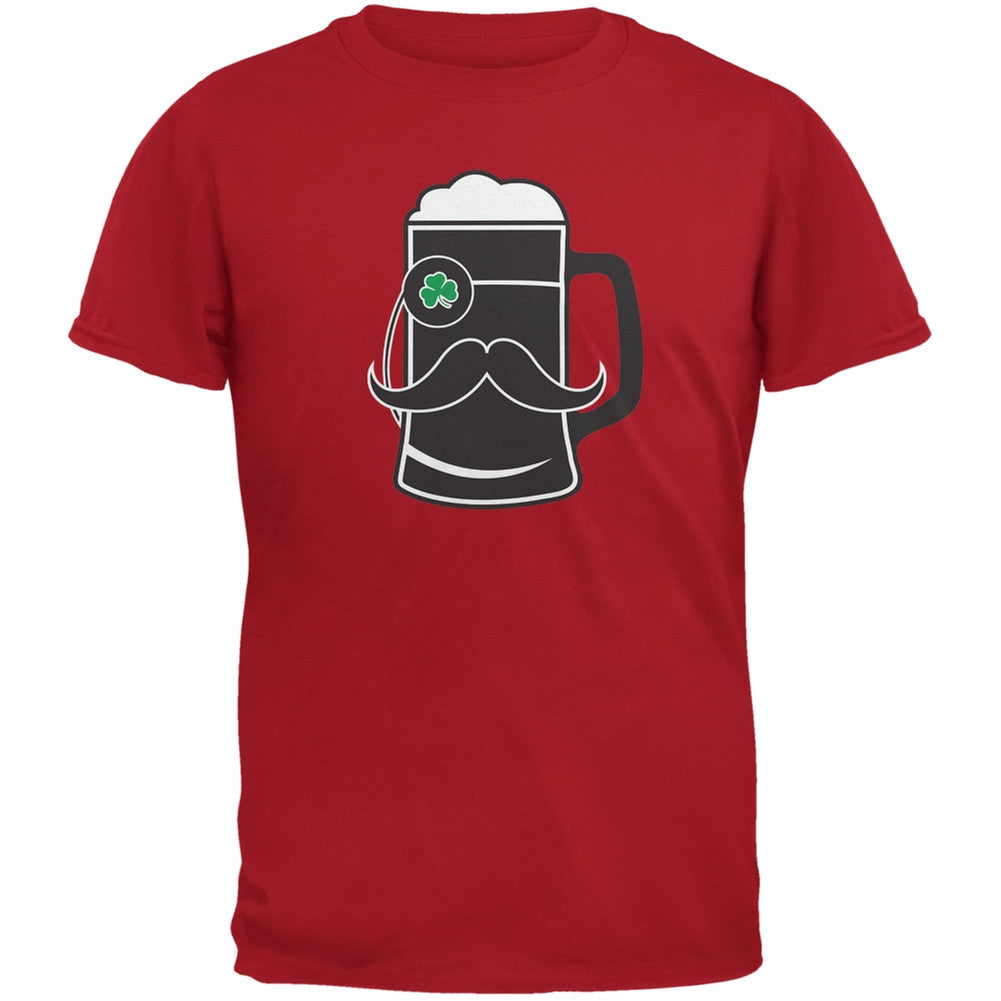 Beer Mug-stache Red Adult T-Shirt Men's T-Shirts Old Glory SM Red 