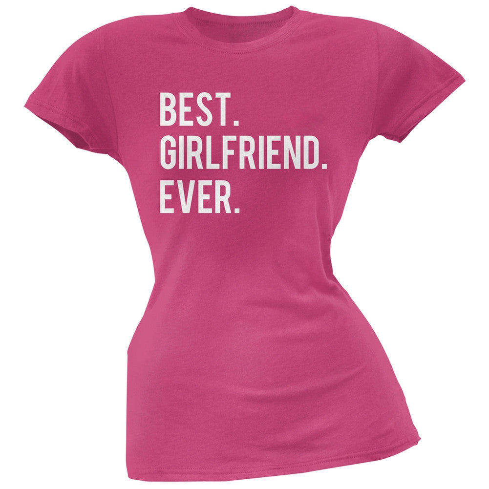 Valentine's Day Best Girlfriend Ever Pink Soft Juniors T-Shirt Juniors T-Shirts Old Glory 2XL Pink 