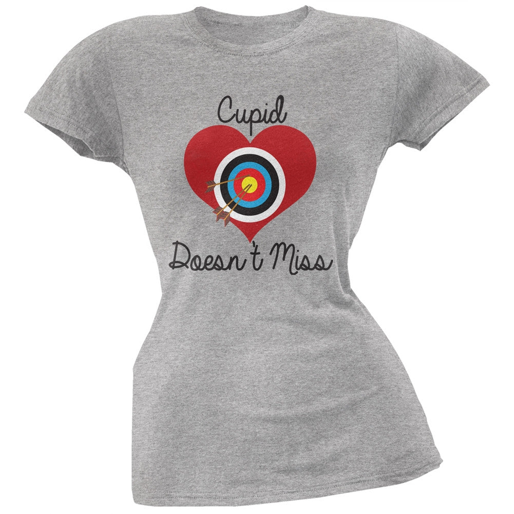 Cupid Doesn't Miss Grey Soft Juniors T-Shirt Juniors T-Shirts Old Glory 2XL Grey 