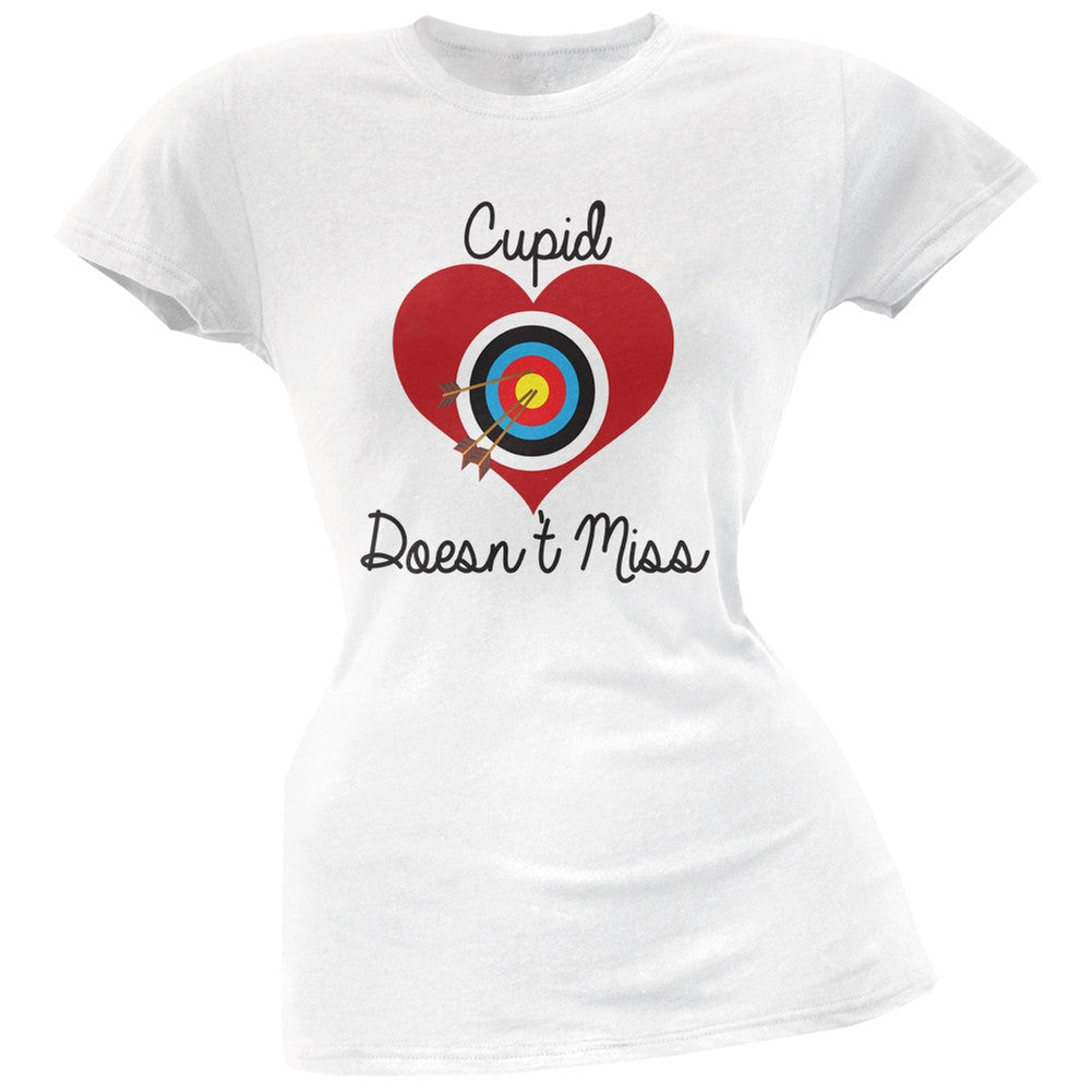 Cupid Doesn't Miss White Soft Juniors T-Shirt Juniors T-Shirts Old Glory 2XL White 