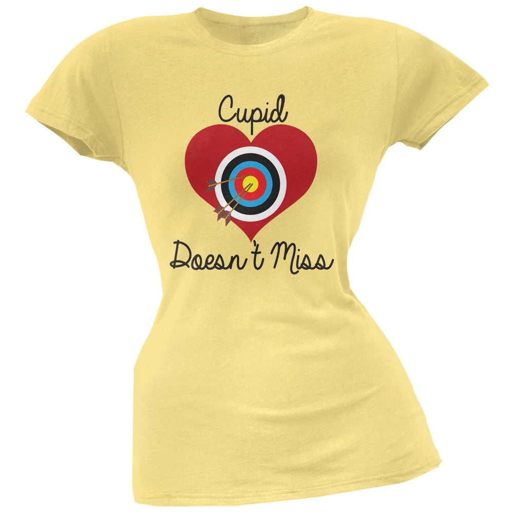 Cupid Doesn't Miss Yellow Soft Juniors T-Shirt Juniors T-Shirts Old Glory LG Yellow 