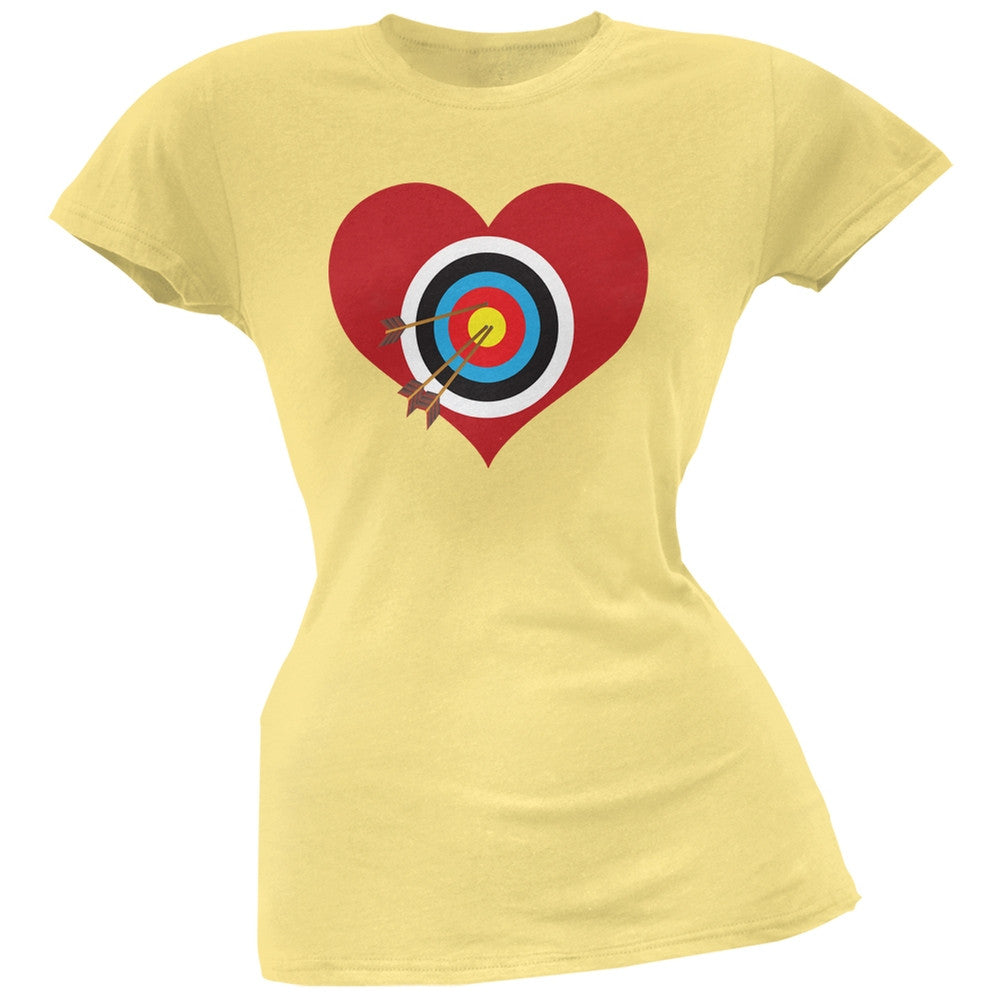 Cupid Target Yellow Soft Juniors T-Shirt Juniors T-Shirts Old Glory LG Yellow 