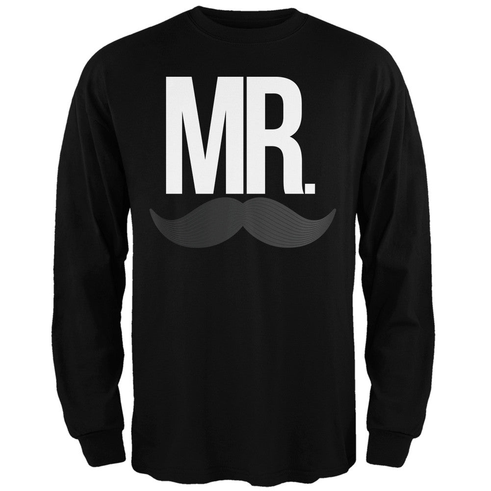 Mr. Mustache Black Adult Long Sleeve T-Shirt Men's Long Sleeves Old Glory   