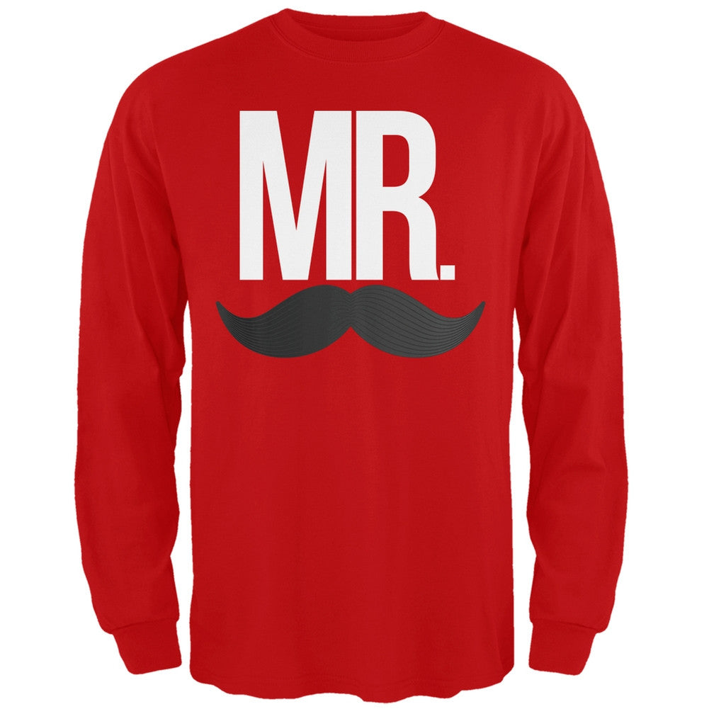 Mr. Mustache Black Adult Long Sleeve T-Shirt Men's Long Sleeves Old Glory   