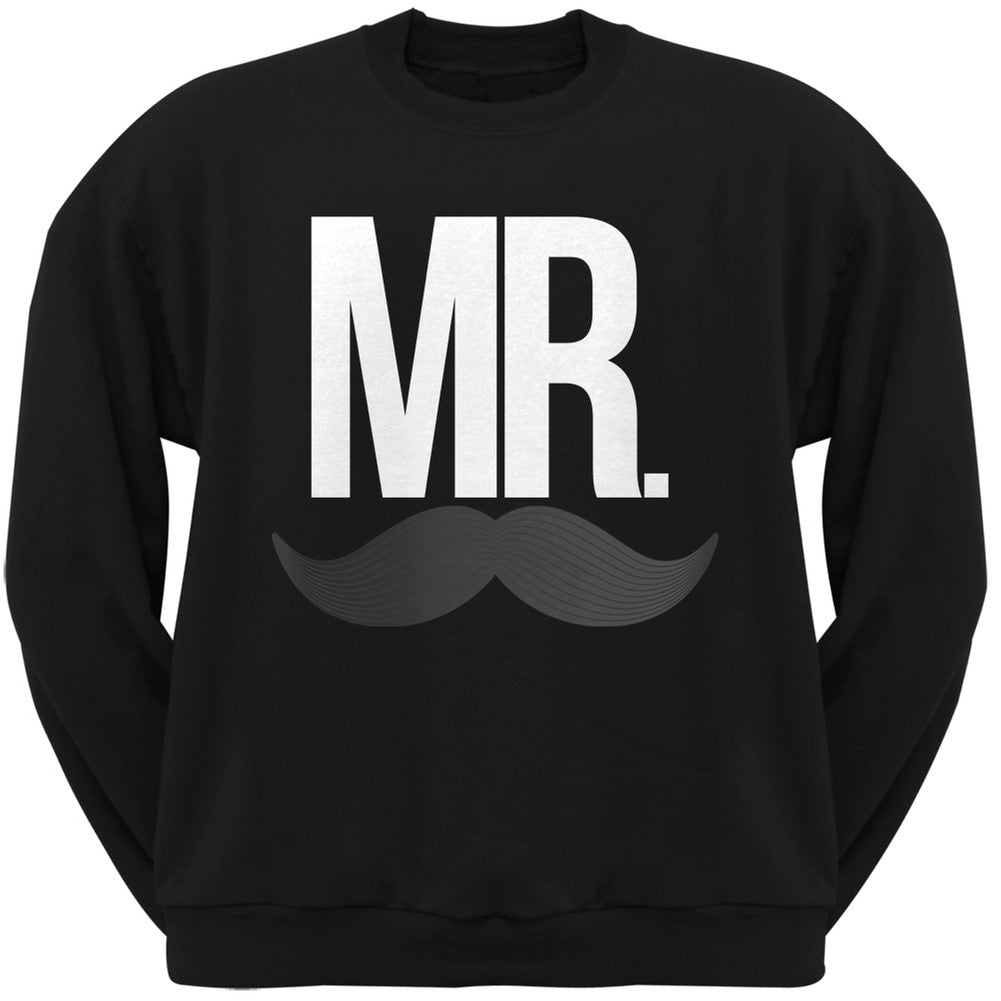 Mr. Mustache Black Crew Neck Sweatshirt Men's Sweatshirts Old Glory   