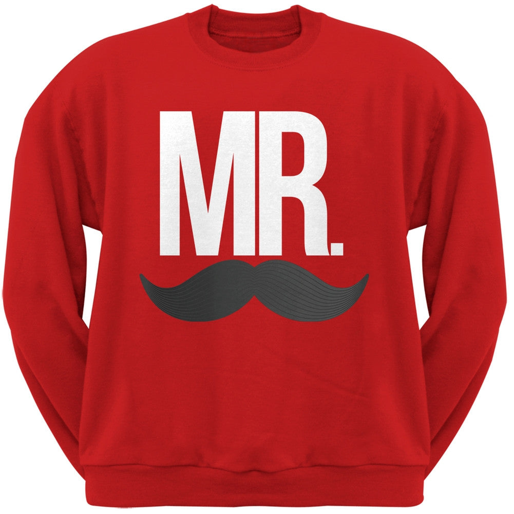 Mr. Mustache Black Crew Neck Sweatshirt Men's Sweatshirts Old Glory   