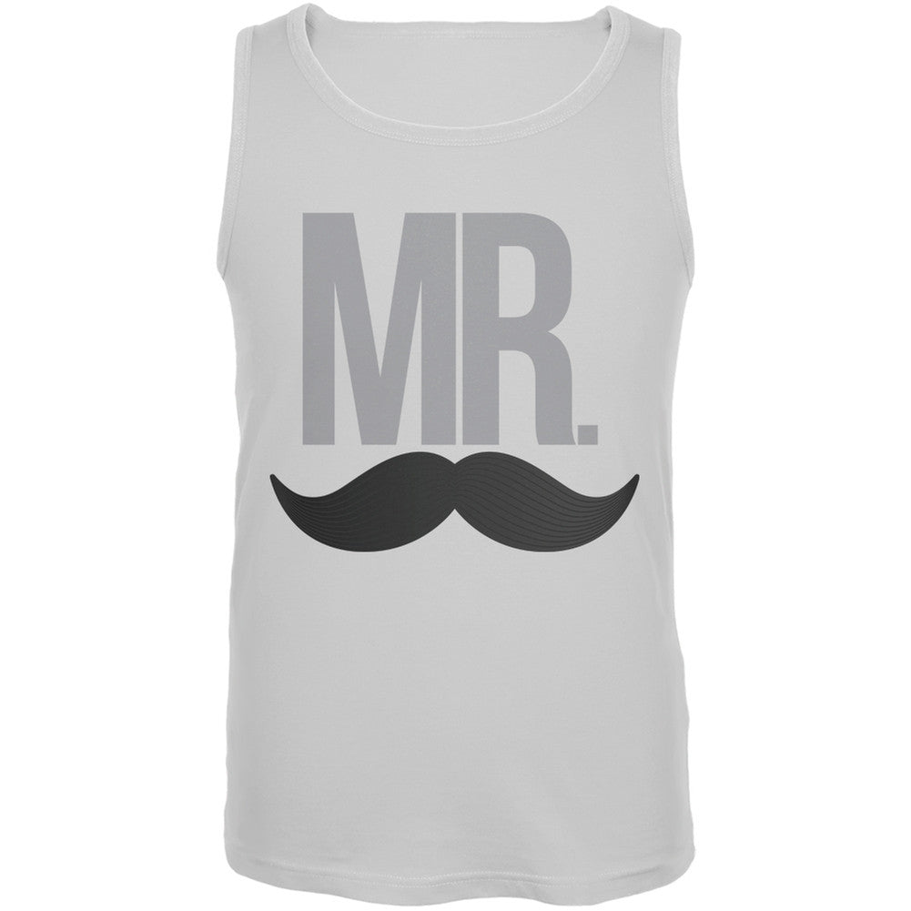 Mr. Mustache White Mens Tank Top Men's Tank Tops Old Glory 2XL White 