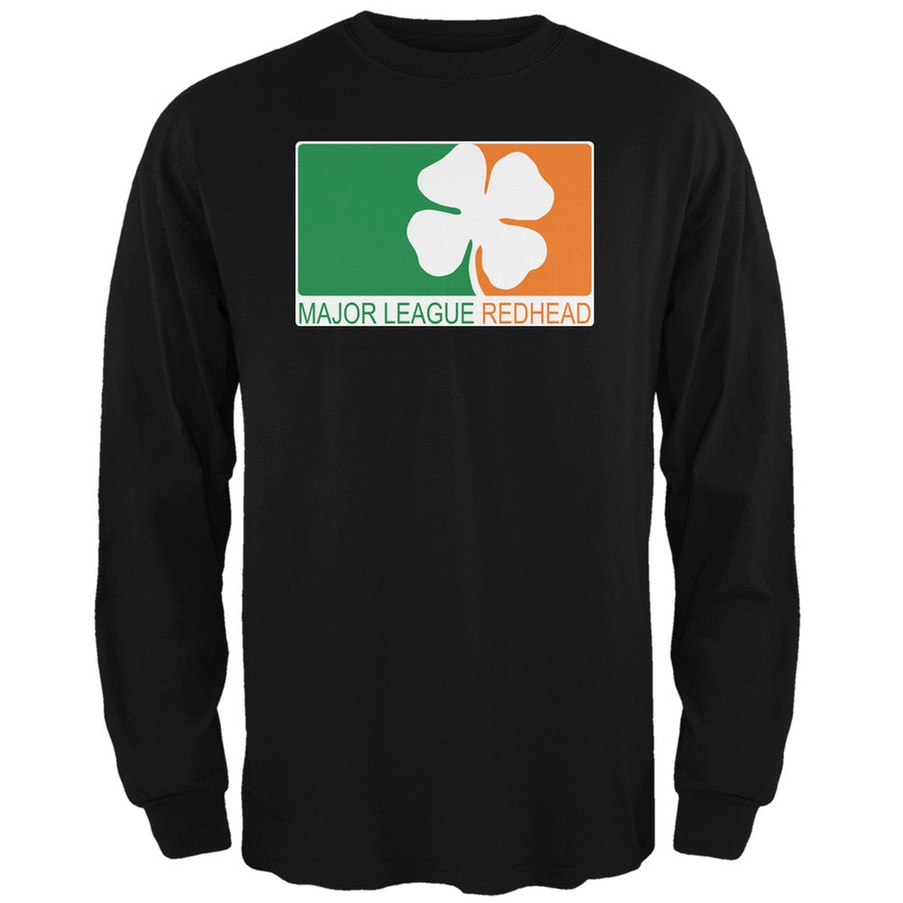 St. Patricks Day - Major League Redhead Black Adult Long Sleeve T-Shirt Men's Long Sleeves Old Glory   