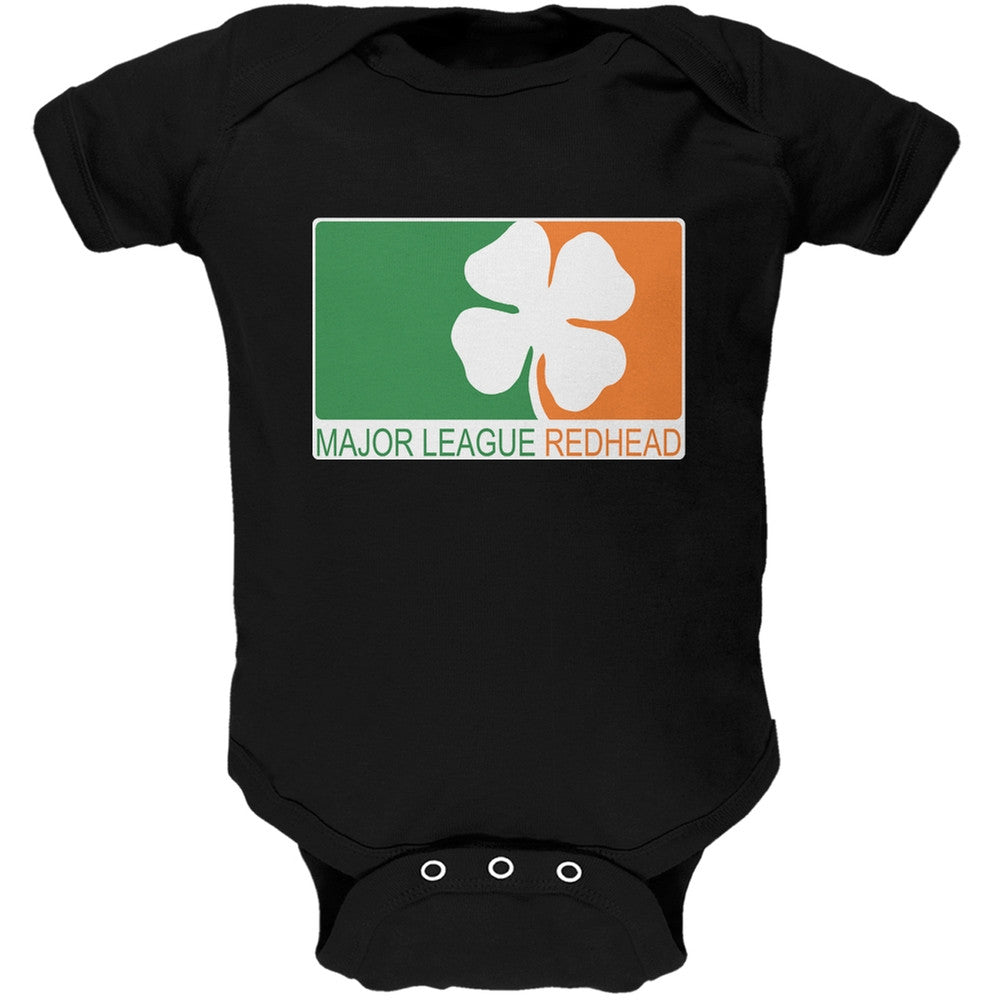 St. Patricks Day - Major League Redhead Black Soft Baby One Piece Baby One Piece Old Glory   