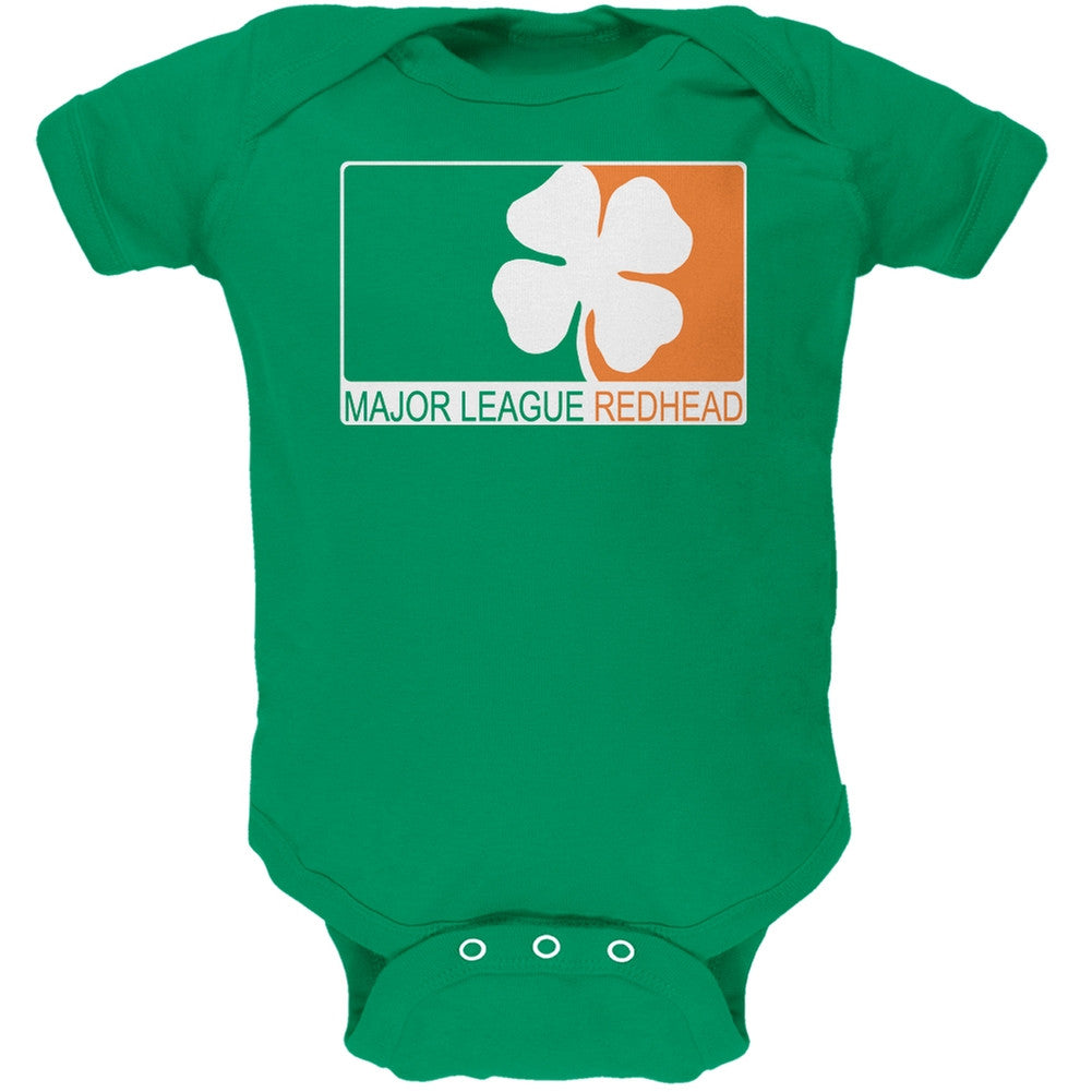 St. Patricks Day - Major League Redhead Black Soft Baby One Piece Baby One Piece Old Glory   