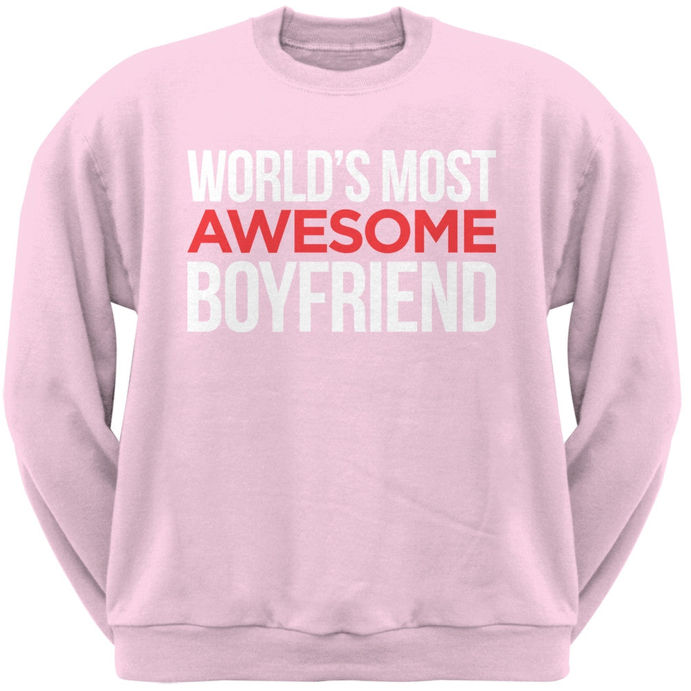 World's Most Awesome Boyfriend Light Pink Adult Crew Neck Sweatshirt Men's Sweatshirts Old Glory   