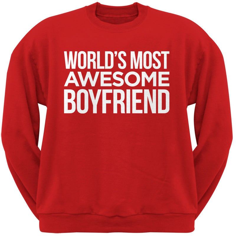 World's Most Awesome Boyfriend Light Pink Adult Crew Neck Sweatshirt Men's Sweatshirts Old Glory   