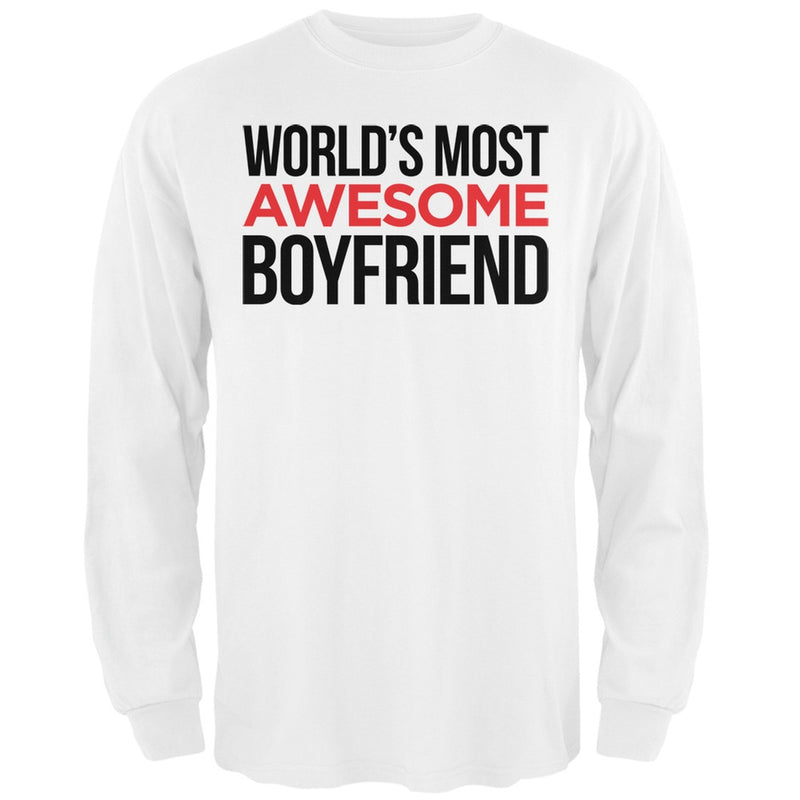 World's Most Awesome Boyfriend Red Adult Long Sleeve T-Shirt Men's Long Sleeves Old Glory   