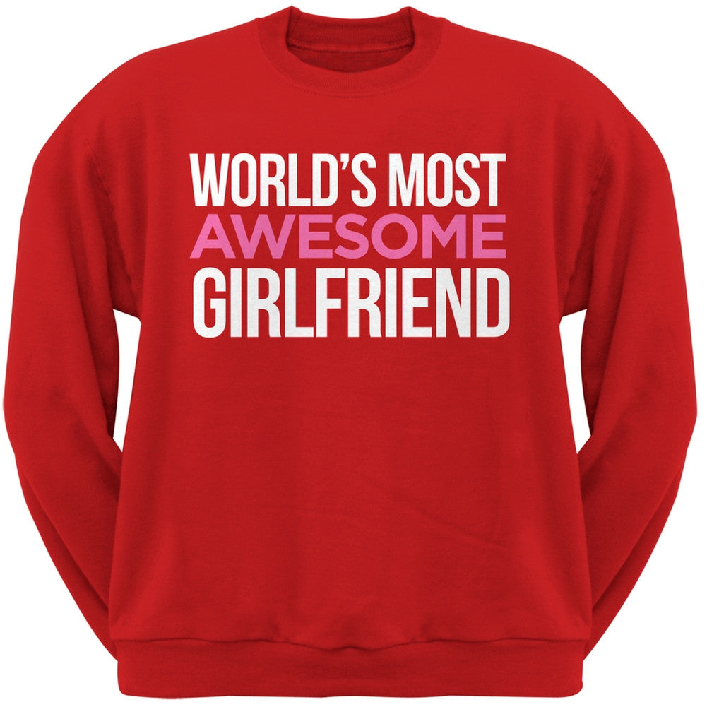 World's Most Awesome Girlfriend Black Adult Crew Neck Sweatshirt Men's Sweatshirts Old Glory   