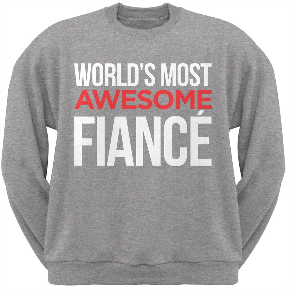 World's Most Awesome Fianc?? Black Adult Crew Neck Sweatshirt Men's Sweatshirts Old Glory   